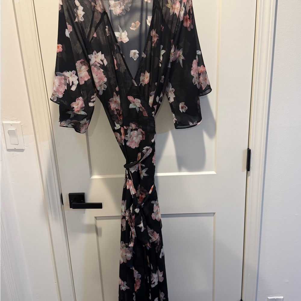 City Chic Black Floral Dress (no slip)